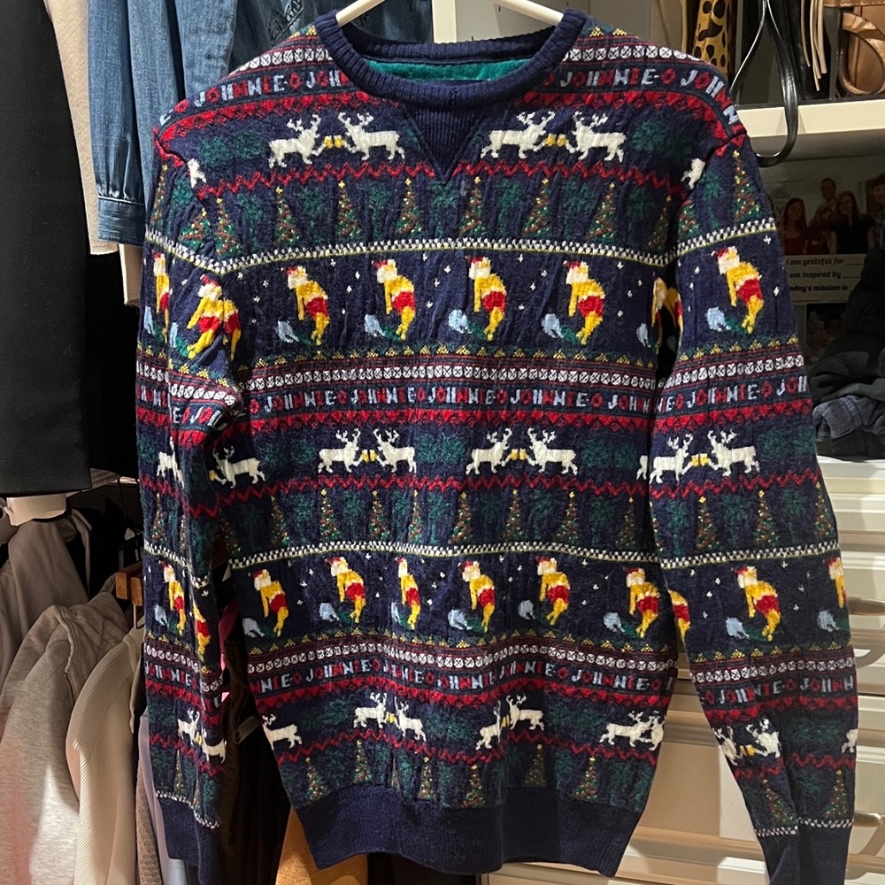 johnnie-O Navy Festive Crewneck Sweater